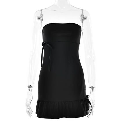 Women's Elegant Boat-neck Bandeau Slim-fit Splicing Skirt