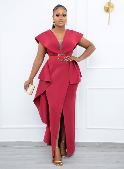 Slim Fit Irregular Long Dress High Waist Dress