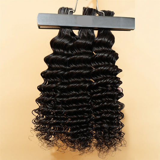 Pre-divided Braiding Hair 3 Bundles Deep Wave Braiding Hair Bulk Human Hair