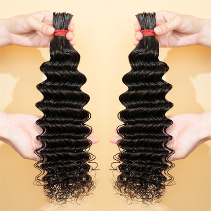 Pre-divided Braiding Hair 3 Bundles Deep Wave Braiding Hair Bulk Human Hair