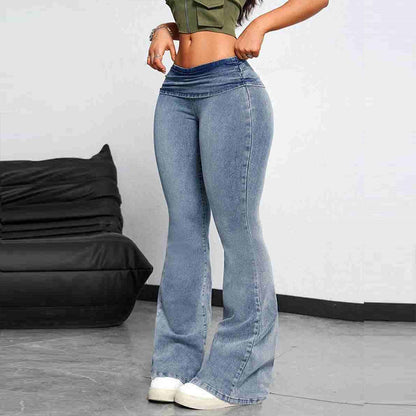 Women's Tight Stretch Leggings Show Fashionable Peach Butt Jeans