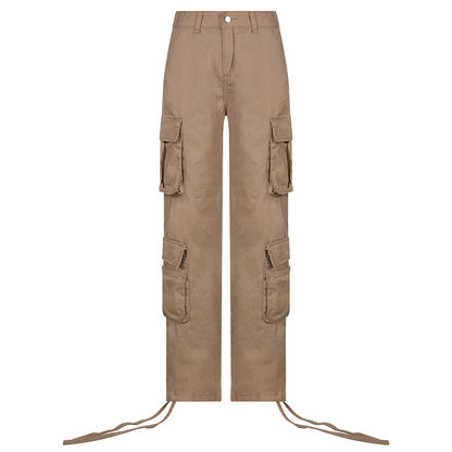 Autumn And Winter Foreign Trade Women's Street Hip Hop Style Low Waist Tooling Denim Pants Casual Pants