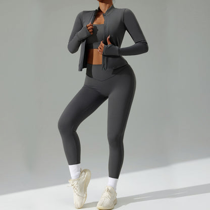 Cardigan Running Sports Quick-drying Workout Clothes Three-piece Suit