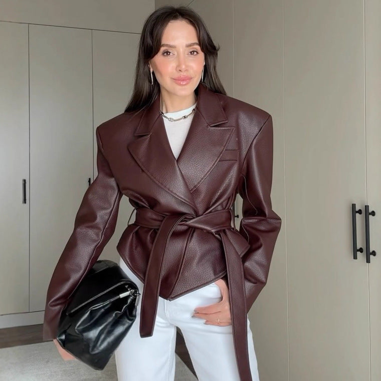 Motorcycle Cool Strapped Temperament Leather Jacket