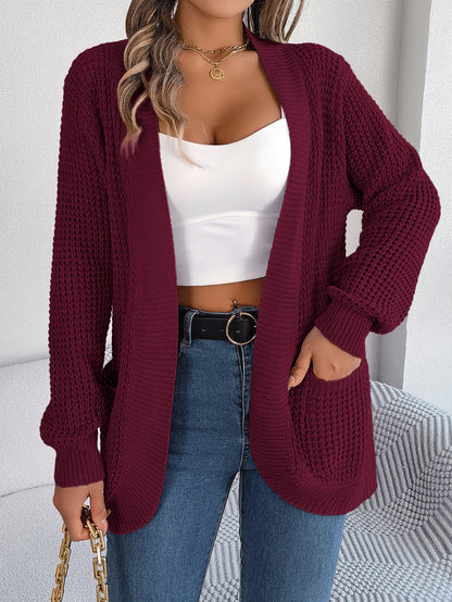 Casual Pocket Long Sleeve Knit Cardigan Sweater