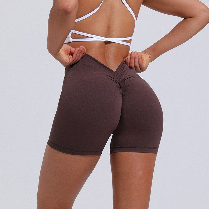 High Waist Hip Lift Back V Yoga Shorts