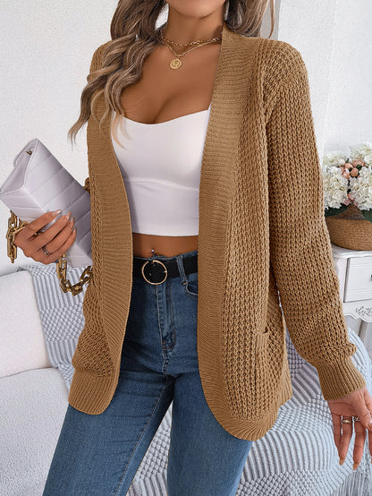 Casual Pocket Long Sleeve Knit Cardigan Sweater