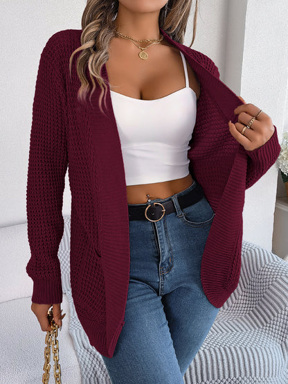 Casual Pocket Long Sleeve Knit Cardigan Sweater