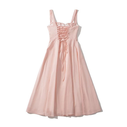 Women's Elegant Corset Lace Up Slim Fit Split Sling Dress