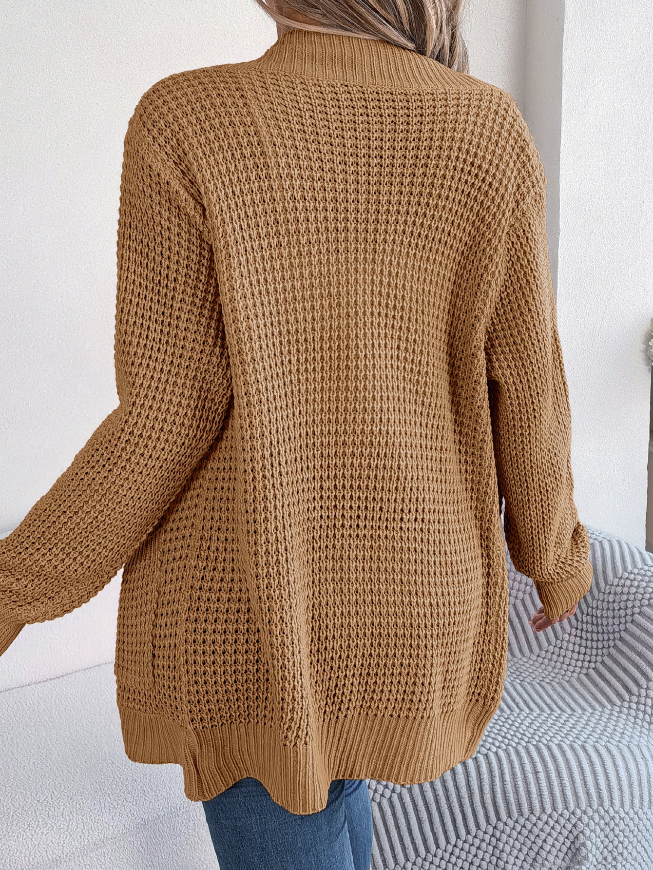 Casual Pocket Long Sleeve Knit Cardigan Sweater