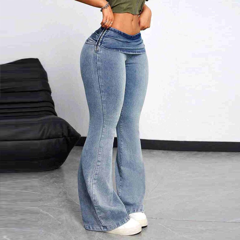 Women's Tight Stretch Leggings Show Fashionable Peach Butt Jeans