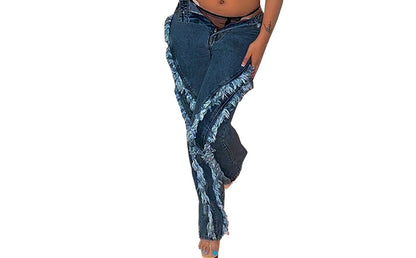 Beauty Dress Fried Salt Raw Edge Fashion Jeans Women