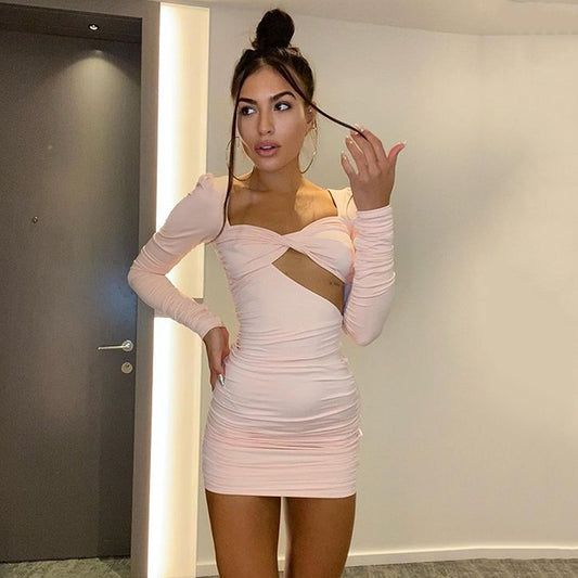 Temperament Show Chest Hollow  Back Short Dress