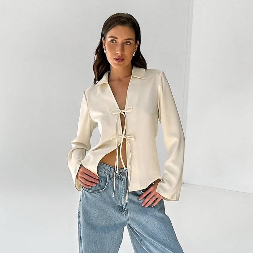 Fashion Loose Apricot Cardigan Top Women's Clothing
