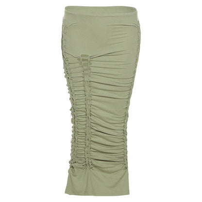 Pleated Strappy Temperament Slim Skirt