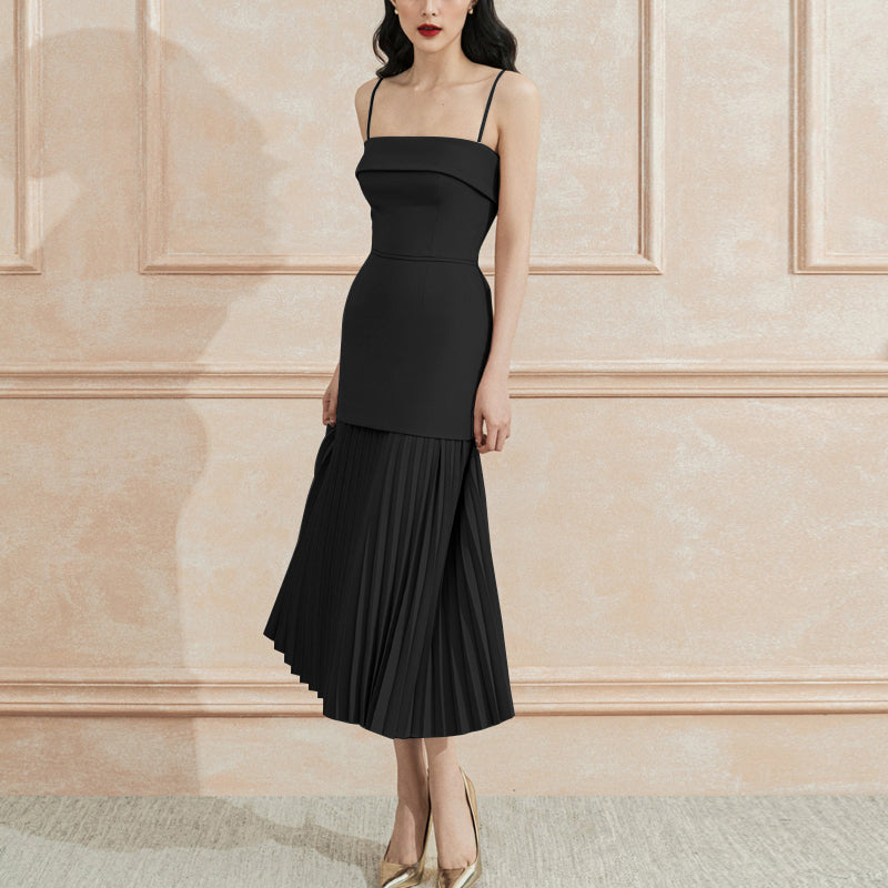 Long Skirt High-quality Temperament Pleated Slim Dress