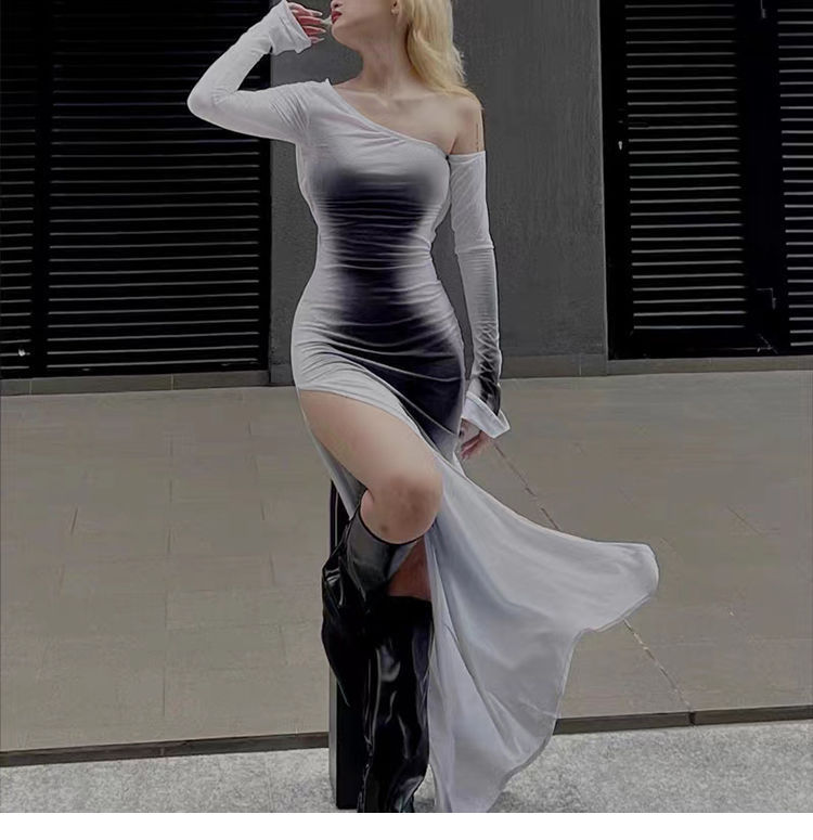 Slim Temperament Dress Split Elegant Street Hipster
