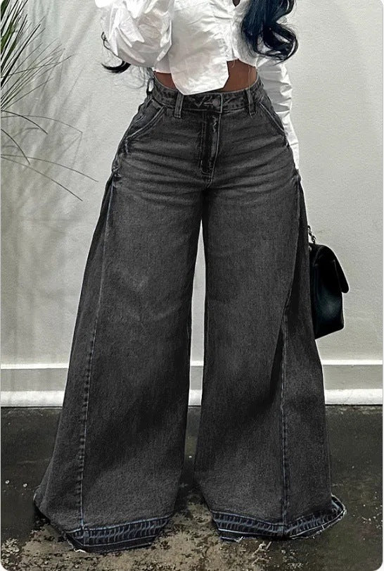 Loose Wide Leg Jeans Stitching Bell-bottom Pants