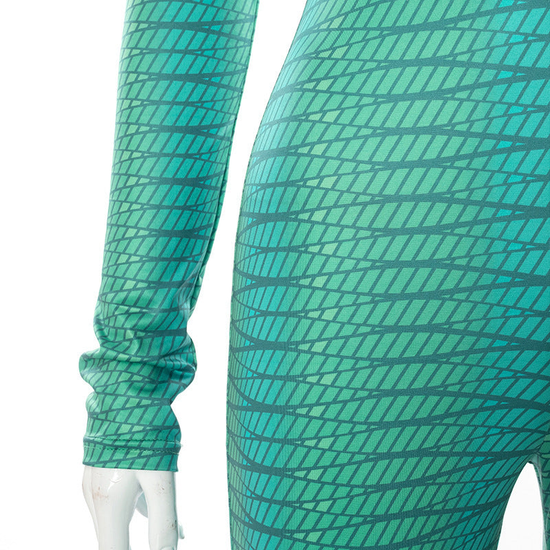 New Sexy Slim Round Neck Back Invisible Zipper Jumpsuit Women