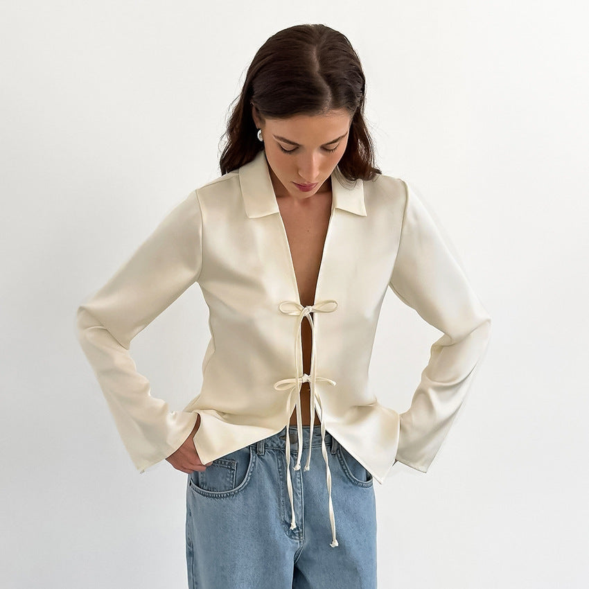 Fashion Loose Apricot Cardigan Top Women's Clothing