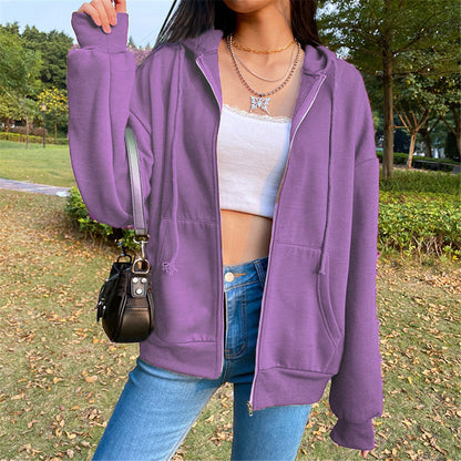 Fashion Loose Street Zip Top