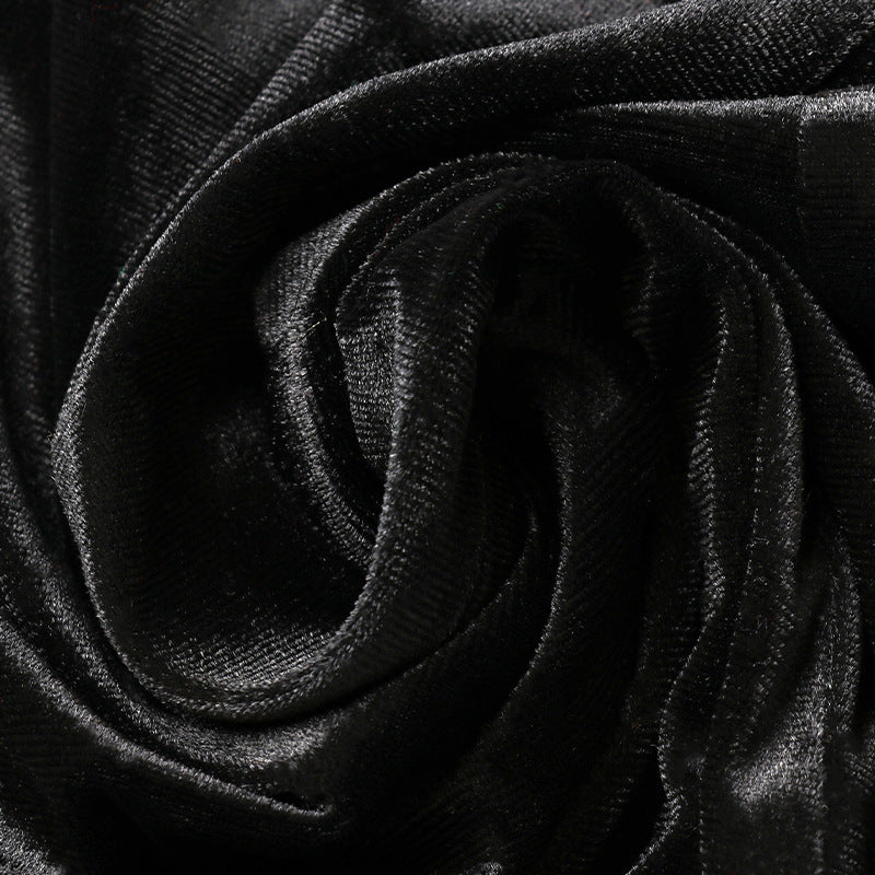 Nipped Waist Suede Flare Sleeve Wrap Hepburn Dress