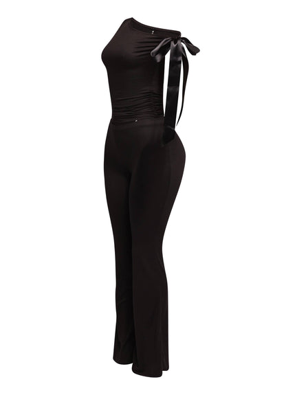 One shoulder tied detailed pants set