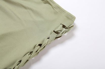 Solid Color Hollow Skinny  Casual Pants