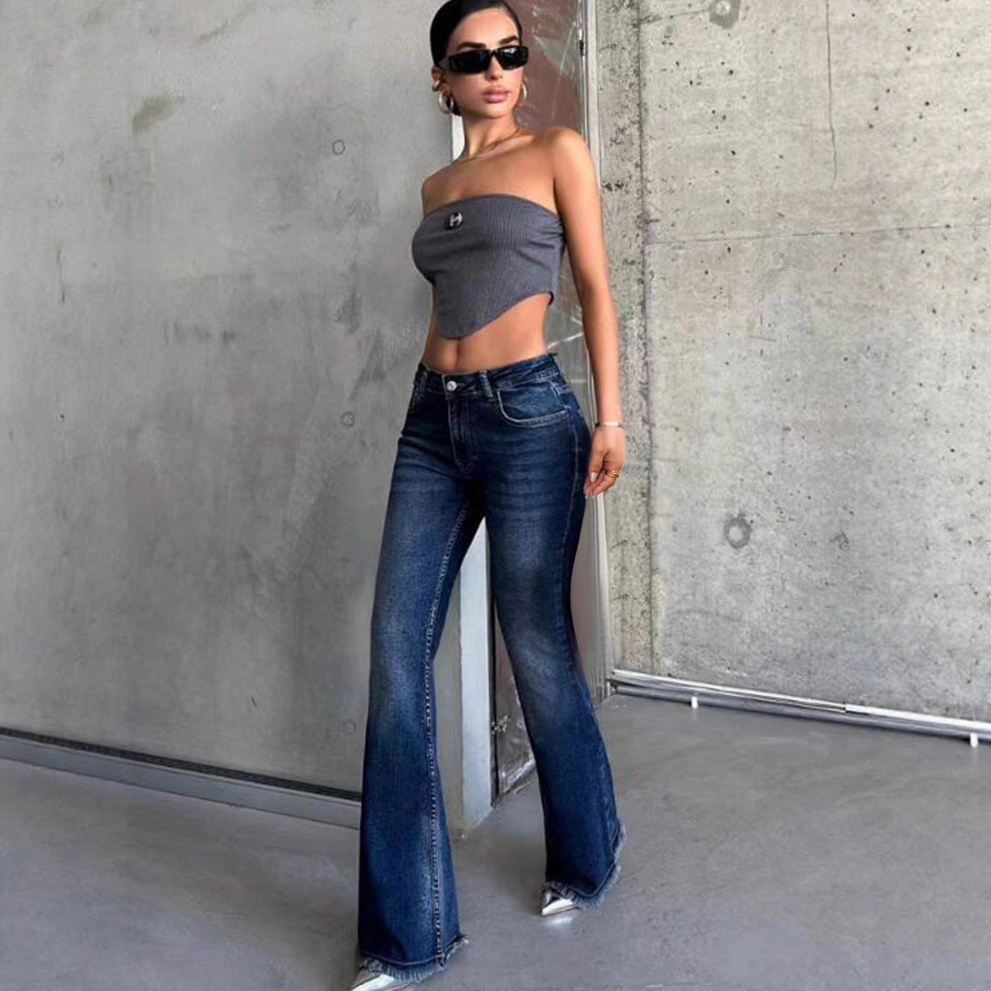 Hot Girl Bell-bottom Pants All-match Stretch Slim Fit
