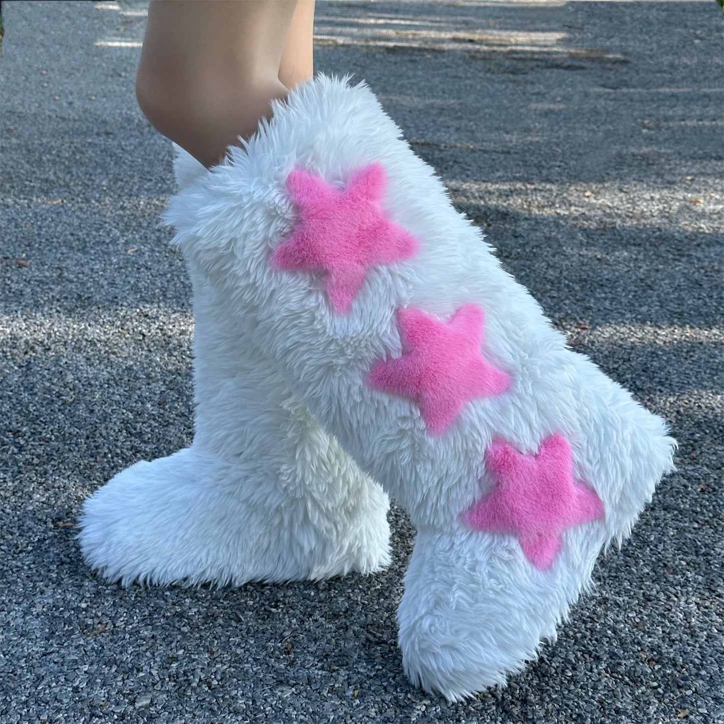 Flat Heel High-top Warm Winter Long Tube Fur Boots
