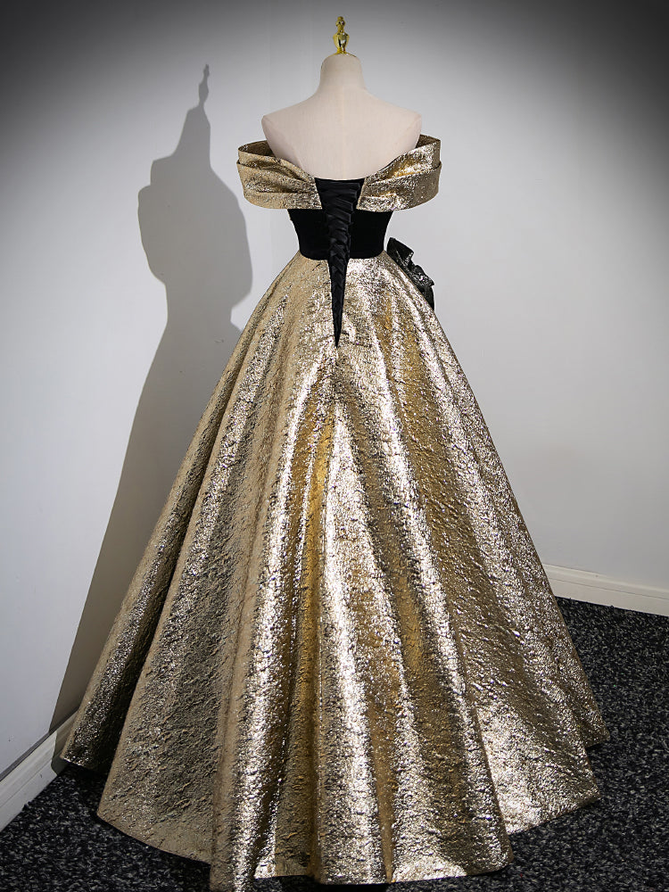 Women's Host Performance Gold Off-shoulder Evening Dress