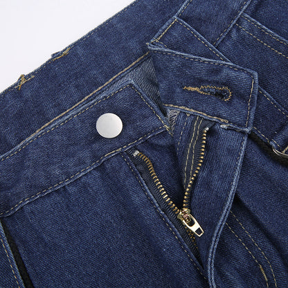 Buckle Design Loose Drape Floor Mop Pants