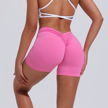 High Waist Hip Lift Back V Yoga Shorts