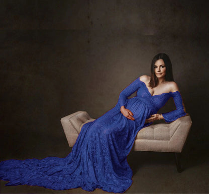 Lace Super Long Tail Fluttering One-piece Dress