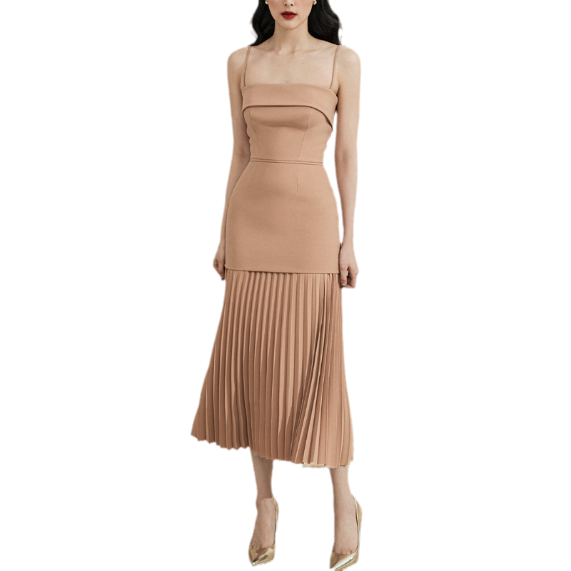 Long Skirt High-quality Temperament Pleated Slim Dress