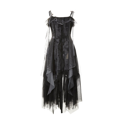 Summer Women's Irregular French Strap Long Dress