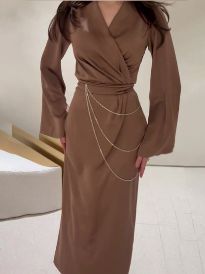Women's Clothing Temperament Long Waist Dress