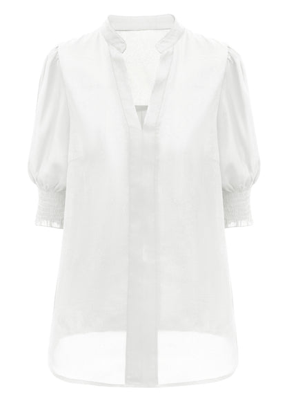 Solid Color Shirt  V-neck Chiffon Shirt